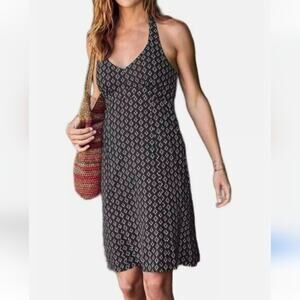 ATHLETA WOMEN'S HALTER PACK EVERYWHERE SUN DRESS  BLACK 12